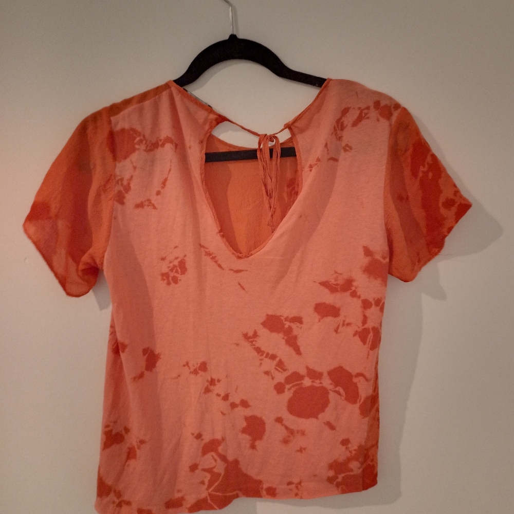 Bassike Tye dye silk top in Tangerine orange Size S - Picture 7 of 11